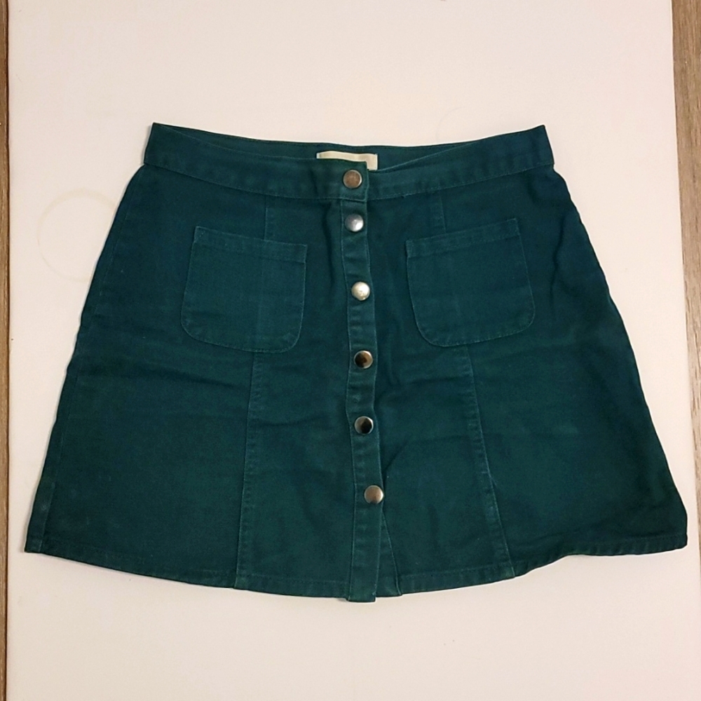 Urban Outfitters Forest Green Denim Mini Skirt M